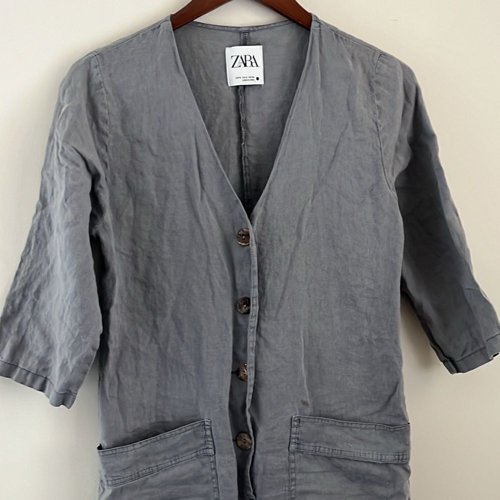Zara Gray Lillian Linen Jumpsuit | Size Small - Picture 4 of 8